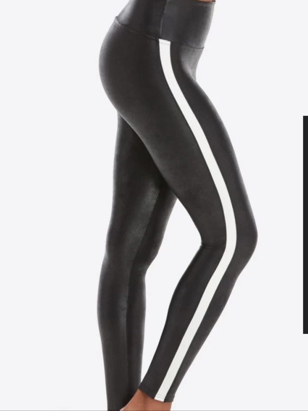 SPANX Black Leggings & White Double Side Stripe 3X Max Tummy Control High waist